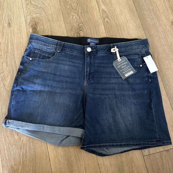 Democracy‎ Ab"solution® Short Mold & Hold 9" Blue Denim Plus Shorts 24W NEW - Picture 4 of 11